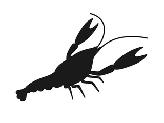 アメリカザリガニのシルエットイラスト