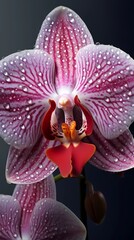 Orchid flower macro photo wallpaper background. AI Generated