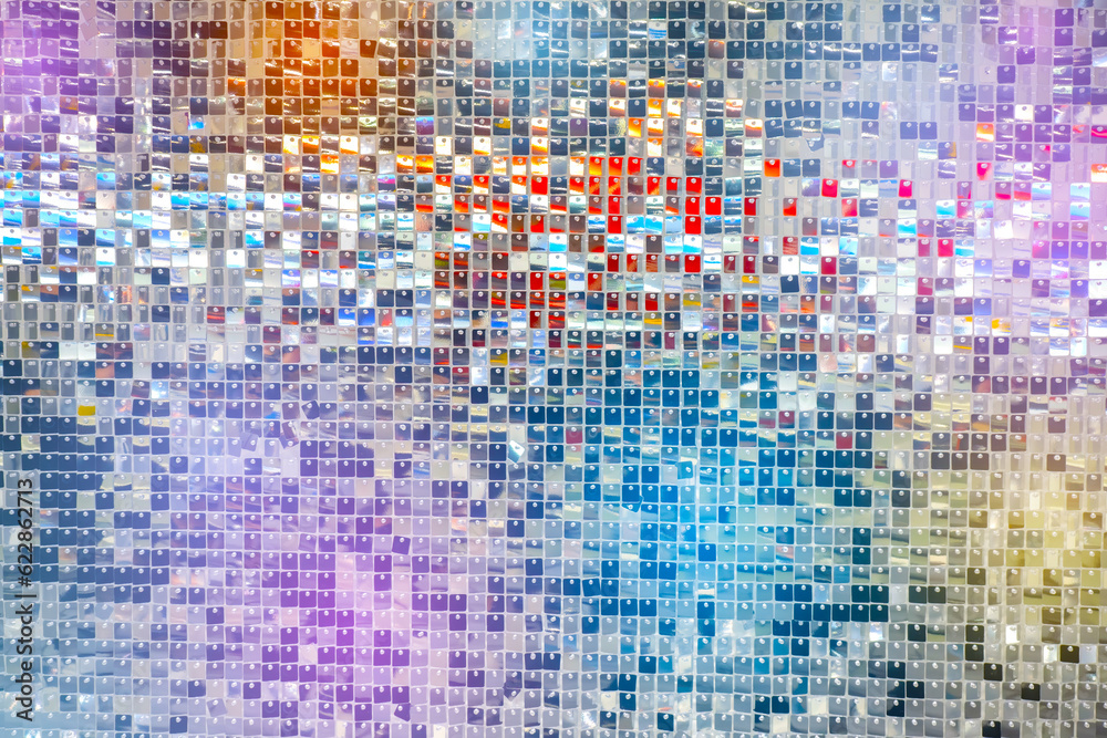 Poster shiny background. texture of squares with different shades. silver surface reflects color palette. s