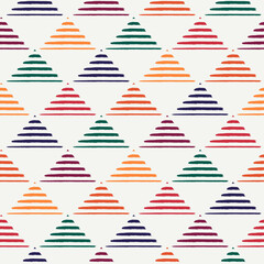 Fototapeta premium Triangle motif minimal geometric print. Paint brush seamless pattern. Freehand design background. Trendy handdrawn modern simple geo ornament