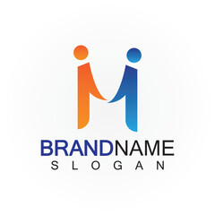 M Letter people concept Logo Template Vector Illustration