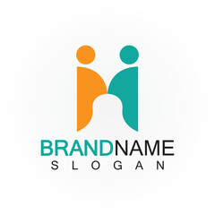 M Letter people concept Logo Template Vector Illustration