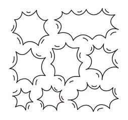 Hand drawn doodle style speech bubble illustration. A simple speech bubble frame drawn only with lines.