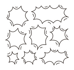 Hand drawn doodle style speech bubble illustration. A simple speech bubble frame drawn only with lines.