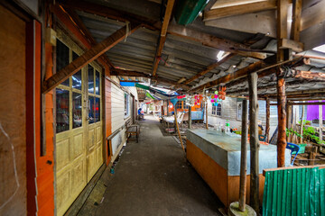 Floating fishing village of Koh Panyee made of houses on stilts in Phang Nga Bay, Andaman Sea,...