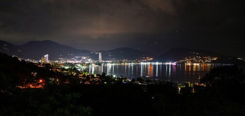 Fototapeta premium Panoramic view of Patong Beach from the hills of Kalim on Phuket island in the south of Thailand, Southeast Asia