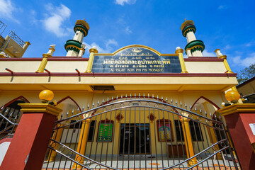 Facade of Al-Islah Koh Phi Phi Mosque on Koh Phi Phi island in the Andaman Sea, Krabi province, Thailand