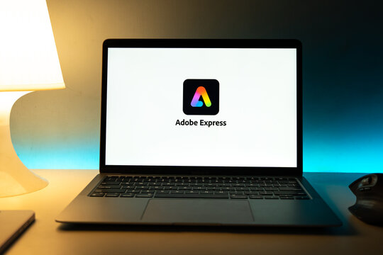 West Bangal, India - july 5, 2023 : Adobe Express logo on phone screen stock image.