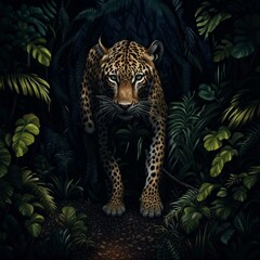 wild animal inthe dark jungle