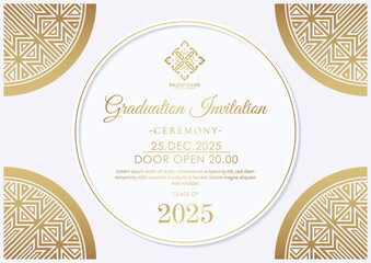 Elegant graduation invitation template with ornamental border © Zein Republic Studio