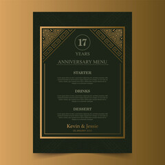 Luxury 17th anniversary menu design