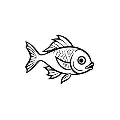 Fototapeta premium simple fish animal fishing hobby store logo vector illustration template design