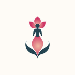 simple woman grow flower beauty logo vector illustration template design
