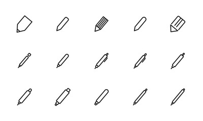 ペンのアイコンセット/鉛筆/ボールペン/シャープペンシル/イラスト/ベクター