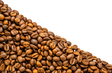 Roasted coffee beans isolated on white background, With png file.