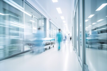 Modern hospital corridor with long exposure effect