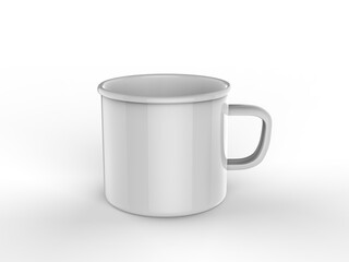 Enamel Mug Mock Up Blank 3D template illustration.