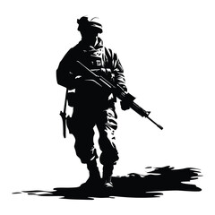 Flat design soldier silhouette illustration