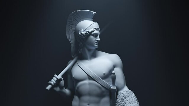 Statue Of an Ancient Greek Warrior animation in 3D