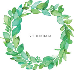 Naklejka premium 水彩画。水彩タッチの草木ベクターフレーム。草木のフレーム。Watercolor painting. Grass vector frame with watercolor touch. Grass and trees frame.