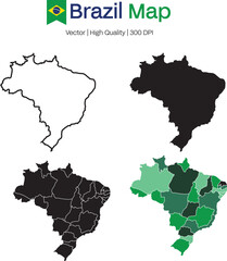 Brazil map on white background , Brazil Vector Design Template , Flag of Brazil, Flat simple Brazil map ,  Independence day design for Brazilian celebration , Map of Distrito Federal do Brasil