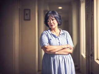 Obraz premium portrait photo of happy beautiful old woman lady, generative AI