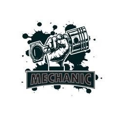 Mechanic logo icon piston design vector