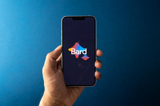 West Bangal, India - july 5, 2023 : Google bard logo on phone screen stock image.