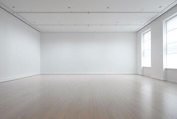 Obraz premium Empty White Room Windows Wood Floors