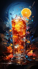 Colorful Cocktail with Fruit Garnish and Splash. Generative ai