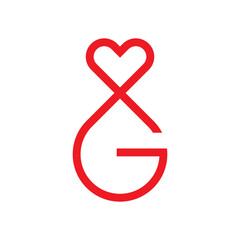 Letter G heart love minimal logo design