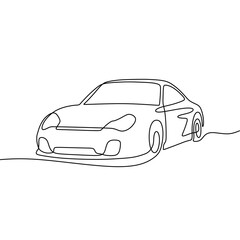 continous line art car automotive black line draw conceptual