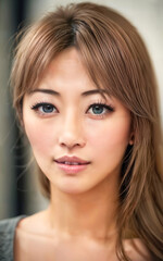 happy pretty asian woman at the street, generative AI