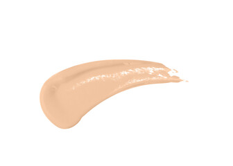 Beige BB Cream cosmetic swipe smear smudge isolated on transparent background. beige color brush stroke close up. Makeup cream texture background