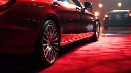 Obraz na płótnie Canvas luxury modern red car closeup. Generative AI illustration