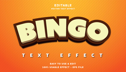 bingo editable text effect with modern and simple style	