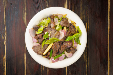 Special Chinese Spicy Stir-Fried Beef and Ingredients