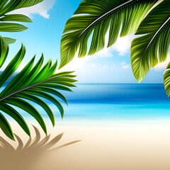Fototapeta na wymiar palm trees on the beach. Generative AI