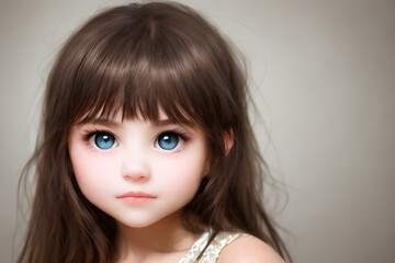 Fototapeta premium mysterious girl cute fine big smile perfect face Generative AI 