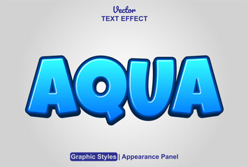 aqua text effect with blue color graphic style and editable.