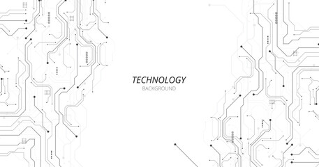 Black circuit diagram on white background. High-tech circuit board connection system.Vector abstract technology on white background.