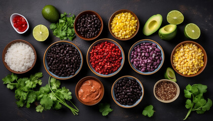 Fresh vegetarian guacamole with organic ingredients and spices generated by AI