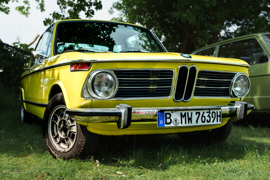 WERDER (HAVEL), GERMANY - MAY 20, 2023: The compact executive car BMW 2002 (BMW 02 Series), 1972. Oldtimer - Festival Werder Classics 2023