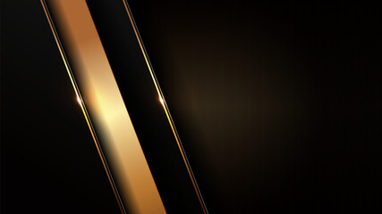 black gold background, golden light luxury image abstract, straight lines overlap layer shadow gradients space composition for banner, flyer cover layout, website template design