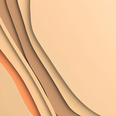 Orange beige abstract organic waves wave papercut overlapping 3d soft pastel multi layers paper texture background banner for presentation design 