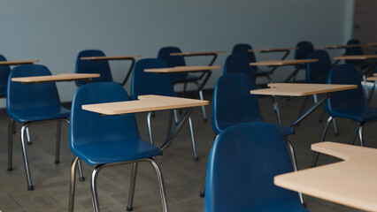 empty university classroom background image, 3d rendering