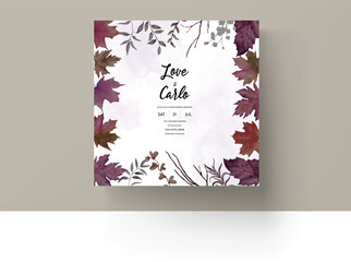 beautiful watercolor autumn leaves invitation card