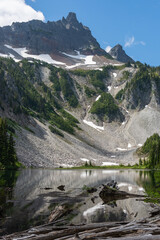 Peaceful morning at Snow Lake, Mt. Rainier National Park, Pacific Northwest, Washington 