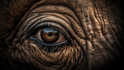 Fototapeta premium Endangered African elephant portrait, looking at camera generated by AI