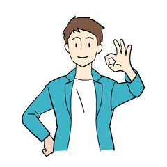オッケーサインを出すビジネスマン